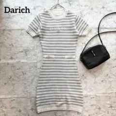 Darich♡ダーリッチ ボディコンボーダーニットワンピース 女っぽ ロゴ刺繍