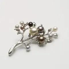 美品 ミキモト 幸福の木 ブローチ パール シルバー 皇室御用達ブランド