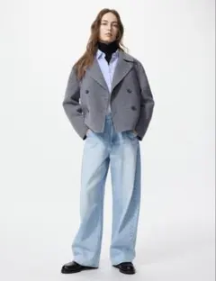 UNIQLOダブルフェイスショートコートリラックスフィット