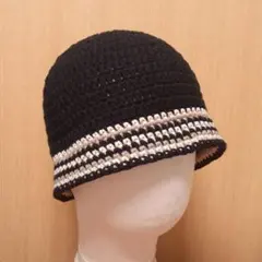 ハンドメイド　クロシェハット　クラッシャーハット　バケットハット　コットン