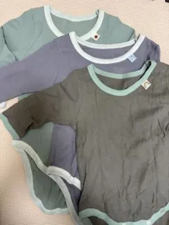 リブ編み長袖ボディスーツ3点セット