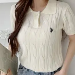 【美品】U.S. POLO ASSN ケーブル ニット ポロシャツ