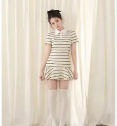 ワンピース M me eme Cherie ribbon border knit mini M me eme Cherie ribbon border knit mini - メルカリ