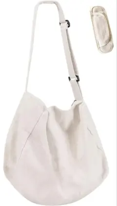 ホワイトキャンバスショルダーバッグ