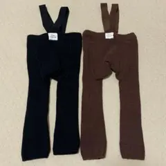 サスペンダー付きレギンス ブラウン ブラック Mサイズ　2色セット　80