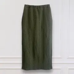 【ニコアンド】NIKO AND... ニット ロングスカート ケーブルニットL