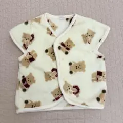 クマ柄 フリース ベビーベスト スリーパー 80