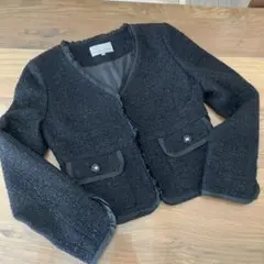 ツイードジャケット ノーカラージャケット