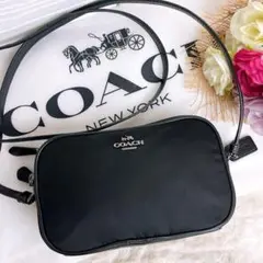 極美品☆COACHコーチ 2wayショルダーカメラバッグ ブラック ナイロン