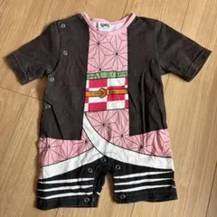 鬼滅の刃 禰豆子風 女の子 ロンパース 90サイズ