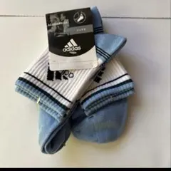 adidas ストライプソックス 青/白 2足セット
