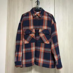 ネイビー・オレンジ チェック柄ジャケット