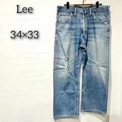 リー 【34×33】 ボトムス デニム ジーンズ ジーパン 古着 ダメージ加工のサムネイル