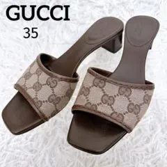 GUCCI GG柄 サンダル ミュール　ブラウン　ローヒール　総柄　35のサムネイル