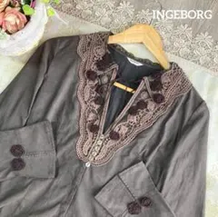 INGEBORG　インゲボルグ花フラワーモチーフ　レースブラウス日本製　ブラウンのサムネイル
