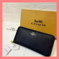 COACH コーチ 長財布 ブラック レザー ゴールド