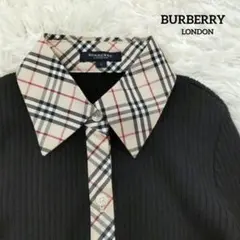 BURBERRY LONDON⿻シルク混 リブニット シャツ ノバチェック 黒M