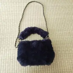 ダークグレー ファー ショルダーバッグ