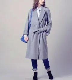 BY UNITED ARROWS カシミヤ混ライトメルトンガウンコート グレー