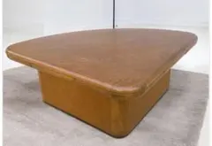 希少 オールドカリモク コーナーテーブル 木製 レトロ 三角形 引き出し付