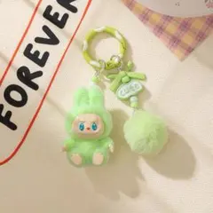 超人気、可愛い らぶぶ Labubu ミニぬいぐるみキーホルダー 緑