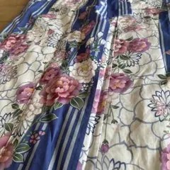 花柄ストライプ浴衣　金ラメ　新品未使用　タグ付き　水色　青