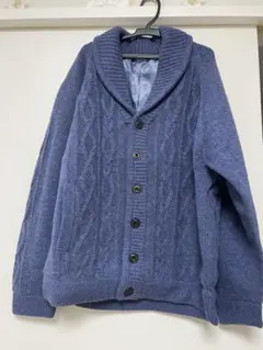 EX-CLUB ネイビー ケーブルニット カーディガン L