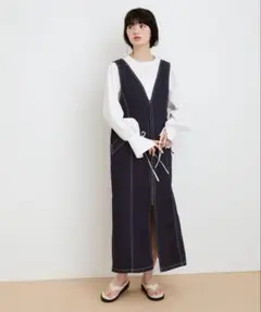 美品　ADAM ET ROPÉ 2WAYデニムジャンパースカート　ワンピース