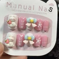 【セツ】うさぎちゃん　3Dアートネイルチップ　付け爪(A1160)