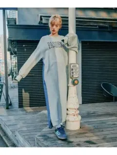 L niko and MODE NORM CORE裏毛ダンガリーマキシワンピース