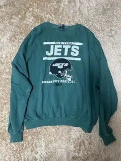 NFL JETS スウェット トレーナー ビッグサイズ 古着 刺繍ロゴ グリーン