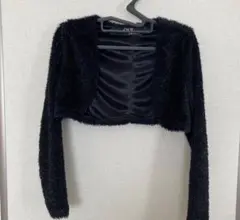 黒ファー風クロップドカーディガン