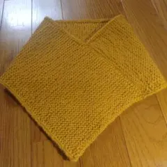ハンドメイドネックウォーマー マスタード ニットスヌードカウルタイプ