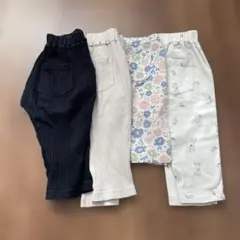 ボトムスセット 4点 ブラックベージュ 花柄 ホワイト　80