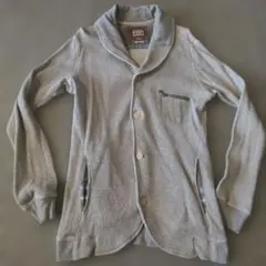 グレー コットン ショールカラーカーディガン