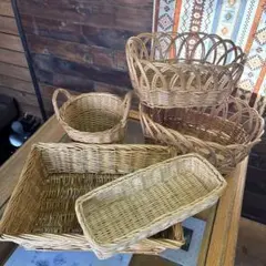 籐製バスケットセット　5点セット