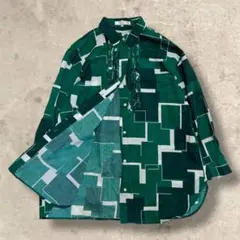 ドゥクラッセ✨ 長袖シャツ ブラウス 総柄 グリーン モード ノームコア