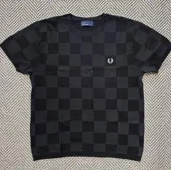 FRED PERRY チェック柄 Tシャツ サイズ S ブラック