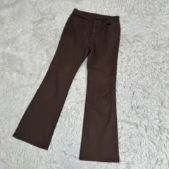 GU ジーユー ミドルライズフレアジーンズ ブラウン M ストレッチ カラデニム