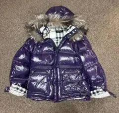 バーバリーブラックレーベル ダウンジャケット 3way ノバチェック 紫 L