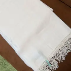 【クリーニング済】ウール　カシミヤ　大判ストール　マフラー　ホワイト