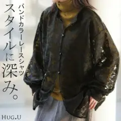 バンドカラーレースシャツ