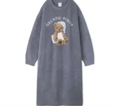 ジェラートピケ ♡GOOD NIGHT BEAR ジャガードワンピース　ネイビー
