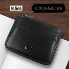 M.T.様 新品級COACH カードケース ブラック レザー コインケース