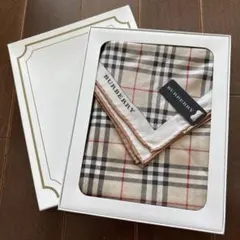 未使用　BURBERRYシルク&コットン　大判ハンカチ　ノバチェック　バーバリー