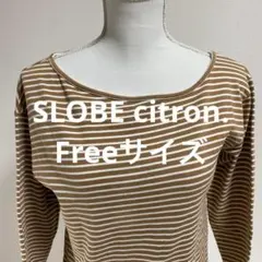 SLOBE citron.ボートネック長袖Tシャツ ブラウンストライプ