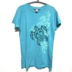 【状態】B Hawaii タートル柄 半袖Tシャツ ライトブルーのサムネイル