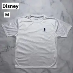【Disney】ディズニー ミッキーマウス ワンポイント刺繍 総柄 Tシャツ白M