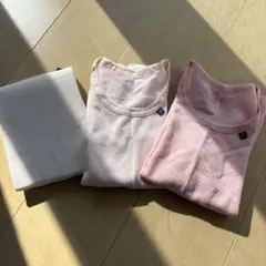 長袖シャツ 110cm 3枚組 ホワイト・ピンク系