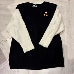 ミッキーマウス刺繍 ニットセーター 長袖